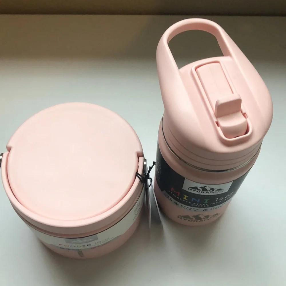 New Drink Water Bottle & Thermos Pink Matching Stainless Steel Lunchbox Set - Picture 2 of 13